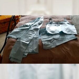 3 Pc Satin Soft Drawstring Pajama Set